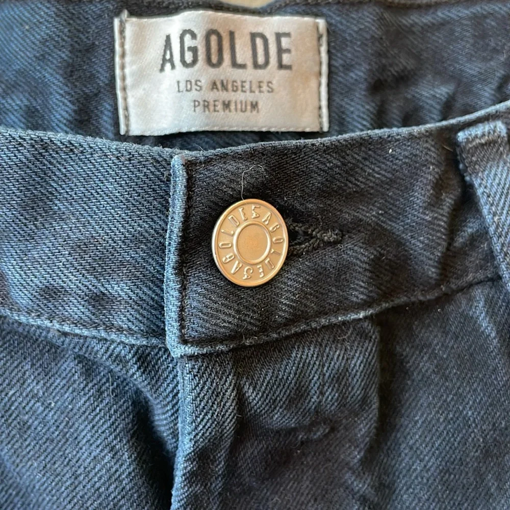 Agolde Riley Cropped Raw Hem Dark Wash Denim Jeans, 31 - Picture 2 of 8